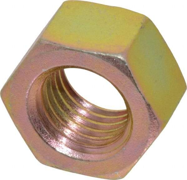 Value Collection - 1-8 UNC Steel Right Hand Hex Nut - 1-1/2" Across Flats, 55/64" High, Zinc Yellow Dichromate Finish - A1 Tooling