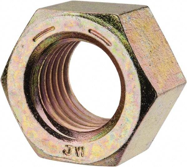 Value Collection - 1-1/8 - 7 UNC Steel Right Hand Hex Nut - 1-11/16" Across Flats, 31/32" High, Zinc Yellow Dichromate Finish - A1 Tooling