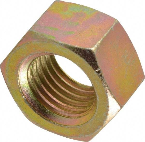 Value Collection - 1-1/4 - 7 UNC Steel Right Hand Hex Nut - 1-7/8" Across Flats, 1-1/16" High, Zinc Yellow Dichromate Finish - A1 Tooling