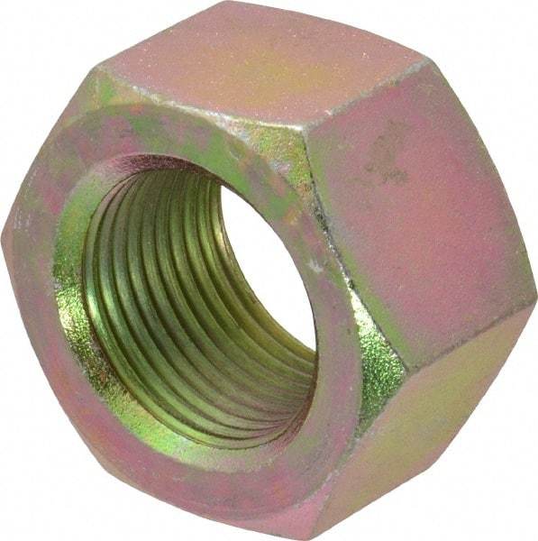 Value Collection - 1-1/8 - 12 UNF Steel Right Hand Hex Nut - 1-11/16" Across Flats, 31/32" High, Zinc Yellow Dichromate Finish - A1 Tooling