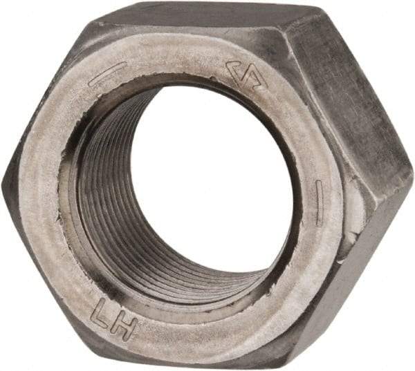 Value Collection - 1-14 UNF Steel Left Hand Hex Nut - 1-1/2" Across Flats, 55/64" High, Uncoated - A1 Tooling