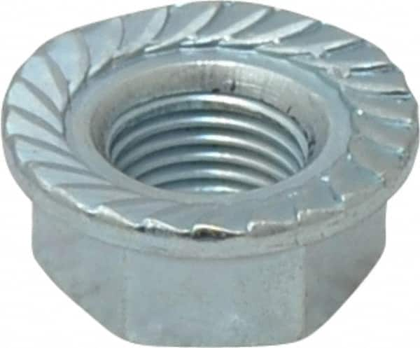 Value Collection - 1/2-20, 1.031" Flange Diam, Serrated Flange Nut - Grade Grade 2 Steel, Zinc-Plated Finish, 0.458" Flange Height - A1 Tooling