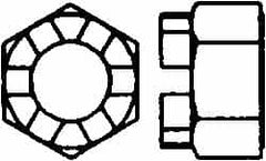 Value Collection - 7/8-14 UNF Grade 5 Steel Castle Locknut - 1-5/16" Width Across Flats, 29/32" High, Uncoated - A1 Tooling