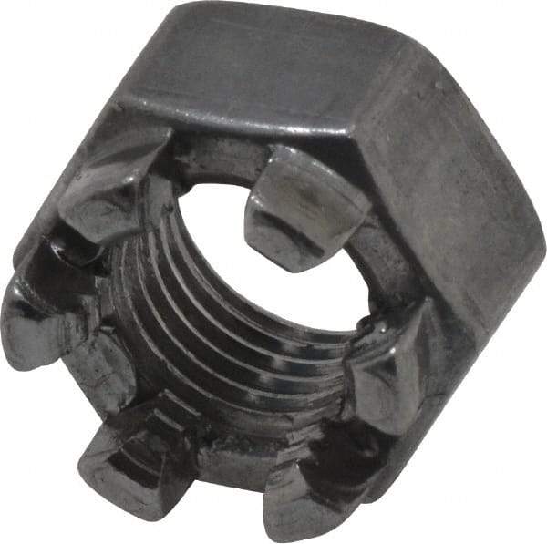 Value Collection - 3/8-24 UNF Grade 5 Steel Castle Locknut - 9/16" Width Across Flats, 13/32" High, Uncoated - A1 Tooling