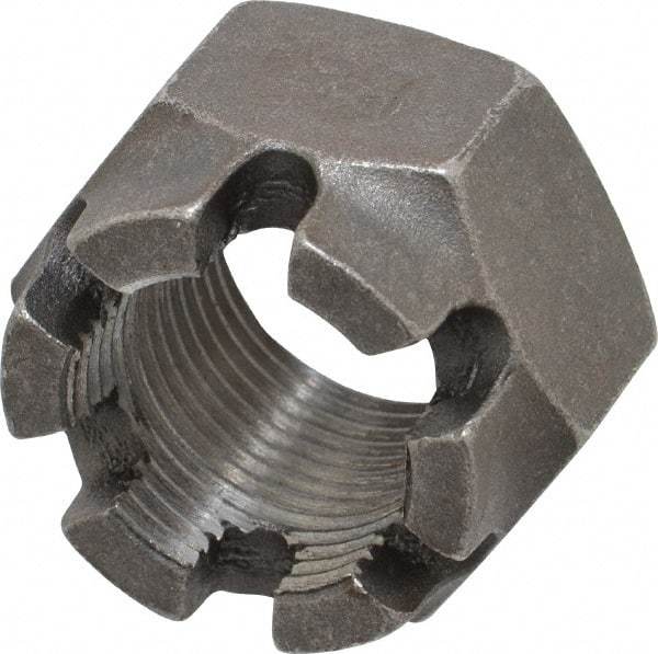 Value Collection - 1-1/8 - 12 UNF Grade 5 Steel Castle Locknut - 1-11/16" Width Across Flats, 1-5/32" High, Uncoated - A1 Tooling