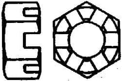 Value Collection - 7/16-20 UNF Grade 2 Steel Slotted Locknut - 11/16" Width Across Flats, 3/8" High, Uncoated - A1 Tooling