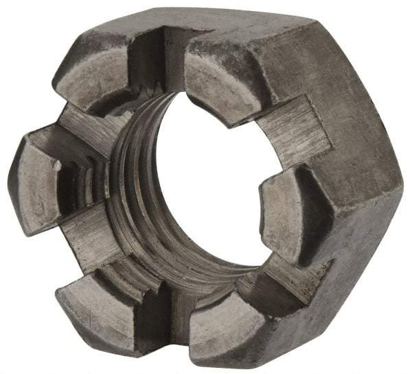 Value Collection - 3/4-10 UNC Grade 2 Steel Slotted Locknut - 1-1/8" Width Across Flats, 41/64" High, Uncoated - A1 Tooling