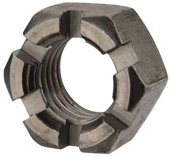 Value Collection - 7/8-9 UNC Grade 2 Steel Slotted Locknut - 1-5/16" Width Across Flats, 3/4" High, Uncoated - A1 Tooling