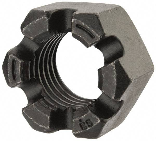 Value Collection - 1-3/4 - 5 UNC Grade 2 Steel Slotted Locknut - 2-5/8" Width Across Flats, 1-1/2" High, Uncoated - A1 Tooling