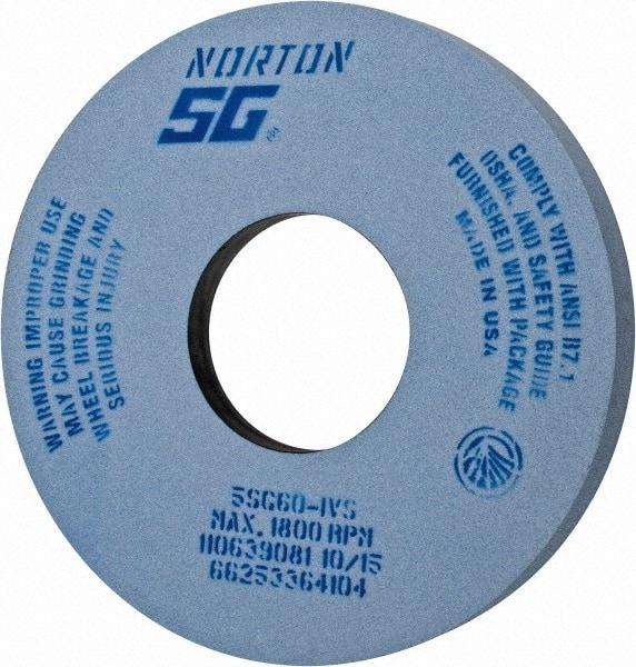 Norton - 14" Diam x 5" Hole x 1-1/2" Thick, I Hardness, 60 Grit Surface Grinding Wheel - Ceramic, Type 5, Medium Grade, 1,800 Max RPM, Vitrified Bond, One-Side Recess - A1 Tooling