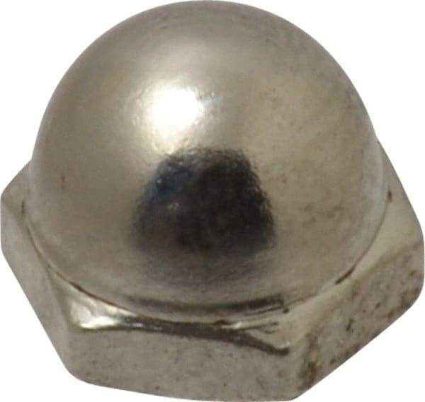 Value Collection - #10-32 UNF, 3/8" Width Across Flats, Nickel Plated, Steel Acorn Nut - 11/32" Overall Height, Grade 2 - A1 Tooling