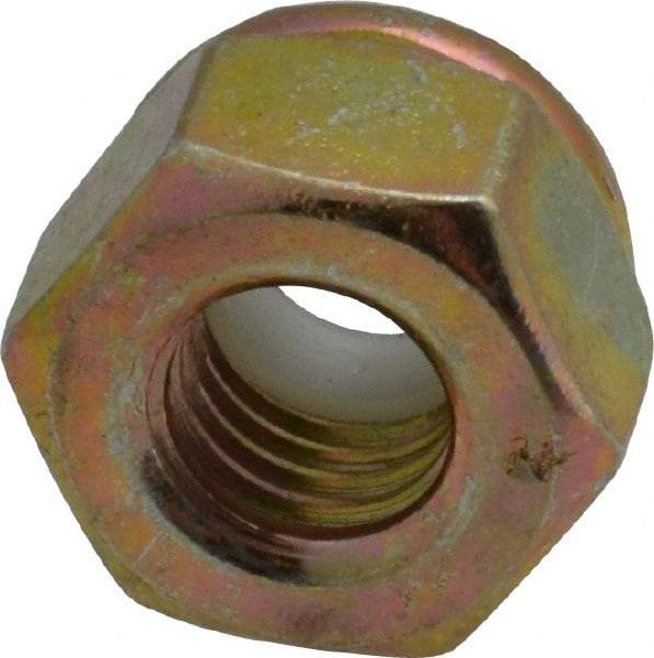 Value Collection - 1/4-28 UNF Grade 8 Hex Lock Nut with Nylon Insert - 7/16" Width Across Flats, 19/64" High, Zinc Yellow Dichromate Finish - A1 Tooling