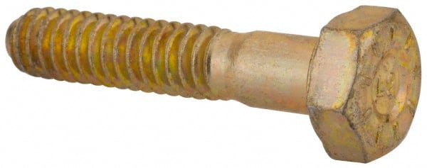 Hex Head Cap Screw: 1/4-20 x 1-1/4″, Grade L9 Steel, Zinc Yellow Dichromate Finish Partially Threaded