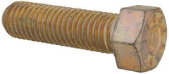 Made in USA - 9/16-12 UNC, 2" Length Under Head Hex Head Cap Screw - Fully Threaded, Grade L9 Alloy Steel, Zinc Yellow Dichromate Finish, 13/16" Hex - A1 Tooling