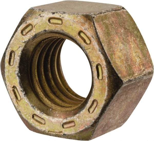 Made in USA - 9/16-12 UNC Steel Right Hand Hex Nut - 7/8" Across Flats, 31/64" High, Zinc Yellow Dichromate Cad & Waxed Finish - A1 Tooling