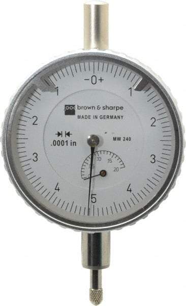 TESA Brown & Sharpe - 0.2" Range, 0-5-0 Dial Reading, 0.0001" Graduation Dial Drop Indicator - 2-1/4" Dial, 0.01" Range per Revolution, Revolution Counter - A1 Tooling