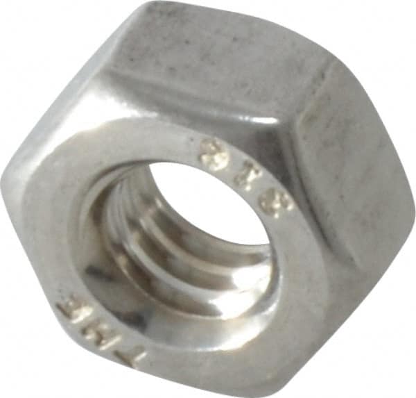 Value Collection - 1/4-20 UNC Stainless Steel Right Hand Hex Nut - 7/16" Across Flats, 7/32" High, Uncoated - A1 Tooling