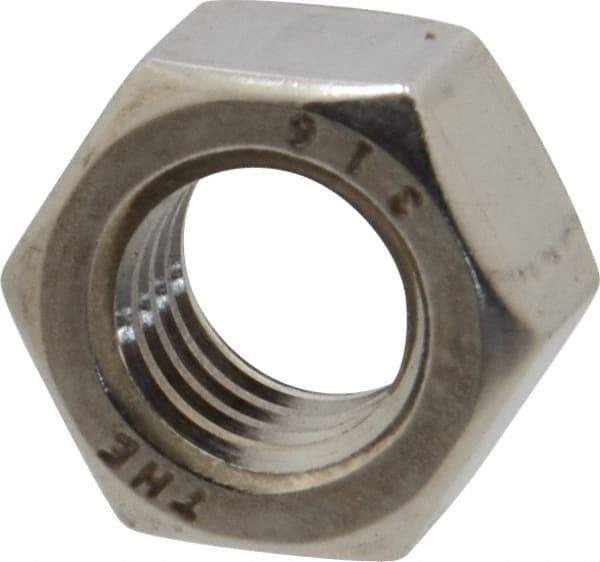 Value Collection - 3/8-16 UNC Stainless Steel Right Hand Hex Nut - 9/16" Across Flats, 21/64" High, Uncoated - A1 Tooling