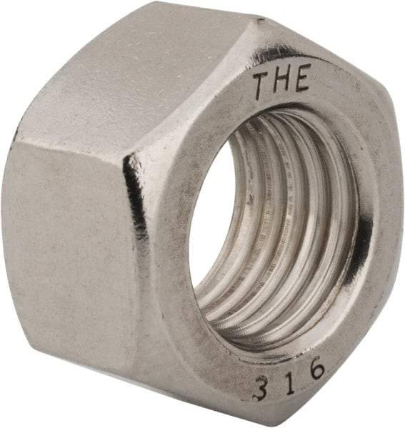 Value Collection - 1-8 UNC Stainless Steel Right Hand Hex Nut - 1-1/2" Across Flats, 55/64" High, Uncoated - A1 Tooling