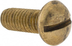 Made in USA - 3/8-16 UNC, 1" Length Under Head Slotted Drive Machine Screw - Round Head, Brass, Uncoated, Without Washer - A1 Tooling