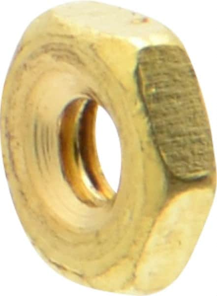 Value Collection - #2-56 UNC Brass Right Hand Machine Screw Hex Nut - 3/16" Across Flats, 1/16" High, Uncoated - A1 Tooling