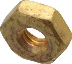 Value Collection - #4-40 UNC Brass Right Hand Machine Screw Hex Nut - 1/4" Across Flats, 3/32" High, Uncoated - A1 Tooling