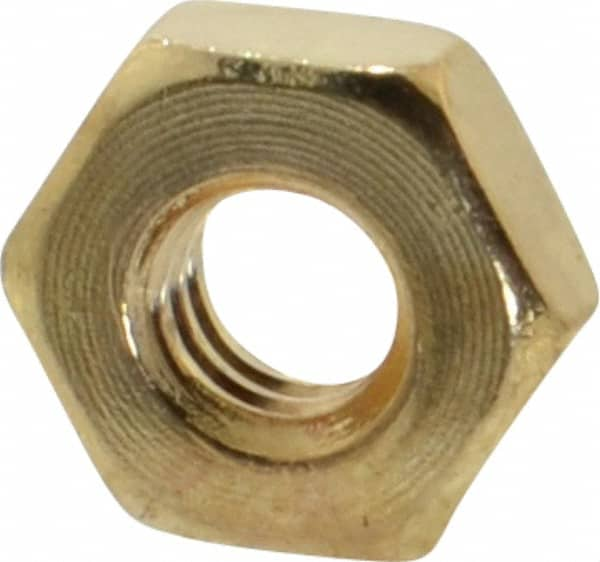 Value Collection - #8-32 UNC Brass Right Hand Machine Screw Hex Nut - 11/32" Across Flats, 1/8" High, Uncoated - A1 Tooling