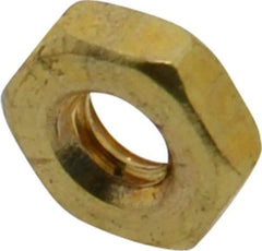 Value Collection - #10-24 UNC Brass Right Hand Machine Screw Hex Nut - 3/8" Across Flats, 1/8" High, Uncoated - A1 Tooling