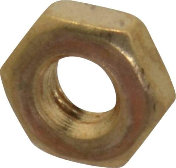 Value Collection - #10-32 UNF Brass Right Hand Machine Screw Hex Nut - 3/8" Across Flats, 1/8" High, Uncoated - A1 Tooling