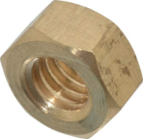 Value Collection - 5/16-18 UNC Brass Right Hand Hex Nut - 1/2" Across Flats, 17/64" High, Uncoated - A1 Tooling