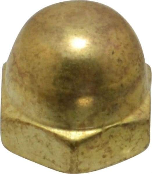 Value Collection - #10-24 UNC, 3/8" Width Across Flats, Uncoated, Brass Acorn Nut - 9/32" Overall Height - A1 Tooling