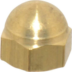 Value Collection - #10-32 UNF, 3/8" Width Across Flats, Uncoated, Brass Acorn Nut - 11/32" Overall Height - A1 Tooling