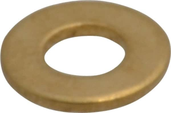 Value Collection - #10 Screw, Brass Standard Flat Washer - 0.2" ID x 7/16" OD, 0.036" Thick, Plain Finish - A1 Tooling