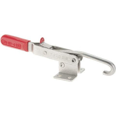 De-Sta-Co - 1,000 Lb Capacity, Horizontal, J Hook, Flanged Base, Stainless Steel Pull Action Latch Clamp - 6.13" Drawing Movement, 13.45" OAL, Straight Handle - A1 Tooling