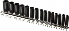 Proto - 15 Piece 3/8" Drive Deep Well Impact Socket Set - 6 Points, 1/4" to 1" Range, Inch Measurement Standard - A1 Tooling