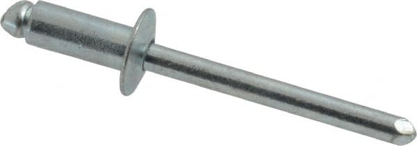 RivetKing - Size 64 Dome Head Steel Open End Blind Rivet - Steel Mandrel, 0.188" to 1/4" Grip, 3/8" Head Diam, 0.192" to 0.196" Hole Diam, 0.45" Length Under Head, 3/16" Body Diam - A1 Tooling