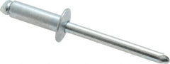 RivetKing - Size 66 Dome Head Steel Open End Blind Rivet - Steel Mandrel, 0.251" to 3/8" Grip, 3/8" Head Diam, 0.192" to 0.196" Hole Diam, 0.575" Length Under Head, 3/16" Body Diam - A1 Tooling