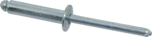 RivetKing - Size 610 Dome Head Steel Open End Blind Rivet - Steel Mandrel, 0.501" to 5/8" Grip, 3/8" Head Diam, 0.192" to 0.196" Hole Diam, 0.825" Length Under Head, 3/16" Body Diam - A1 Tooling