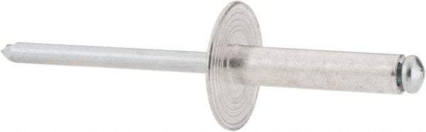 RivetKing - Size 610 Large Flange Dome Head Aluminum Open End Blind Rivet - Steel Mandrel, 0.501" to 5/8" Grip, 5/8" Head Diam, 0.192" to 0.196" Hole Diam, 0.825" Length Under Head, 3/16" Body Diam - A1 Tooling