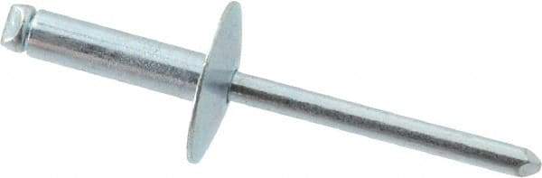 RivetKing - Size 68 Large Flange Dome Head Steel Open End Blind Rivet - Steel Mandrel, 0.376" to 1/2" Grip, 5/8" Head Diam, 0.192" to 0.196" Hole Diam, 0.7" Length Under Head, 3/16" Body Diam - A1 Tooling