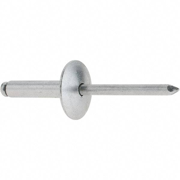 RivetKing - Size 610 Large Flange Dome Head Aluminum Open End Blind Rivet - Aluminum Mandrel, 0.501" to 5/8" Grip, 5/8" Head Diam, 0.192" to 0.196" Hole Diam, 0.825" Length Under Head, 3/16" Body Diam - A1 Tooling