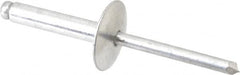 RivetKing - Size 612 Large Flange Dome Head Aluminum Open End Blind Rivet - Aluminum Mandrel, 0.626" to 3/4" Grip, 5/8" Head Diam, 0.192" to 0.196" Hole Diam, 0.95" Length Under Head, 3/16" Body Diam - A1 Tooling