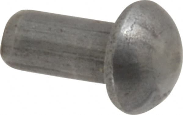 RivetKing - 1/8" Body Diam, Round Steel Solid Rivet - 1/4" Length Under Head - A1 Tooling