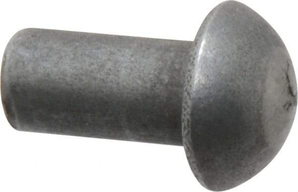 RivetKing - 1/4" Body Diam, Round Uncoated Steel Solid Rivet - 1/2" Length Under Head - A1 Tooling