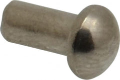 RivetKing - 1/8" Body Diam, Round Uncoated Stainless Steel Solid Rivet - 1/4" Length Under Head, Grade 18-8 - A1 Tooling