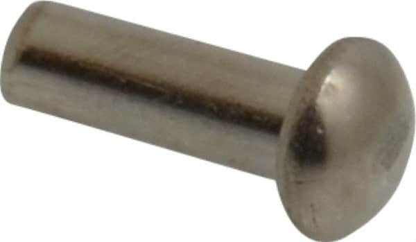 RivetKing - 1/8" Body Diam, Round Uncoated Stainless Steel Solid Rivet - 3/8" Length Under Head, Grade 18-8 - A1 Tooling