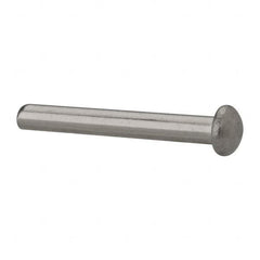 RivetKing - 1/8" Body Diam, Round Uncoated Stainless Steel Solid Rivet - 1" Length Under Head, Grade 18-8 - A1 Tooling