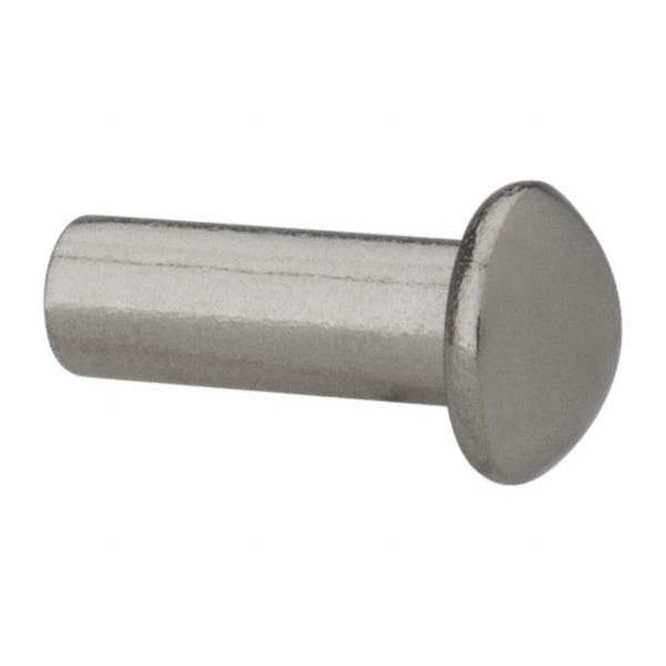 RivetKing - 3/16" Body Diam, Round Uncoated Stainless Steel Solid Rivet - 1/2" Length Under Head, Grade 18-8 - A1 Tooling