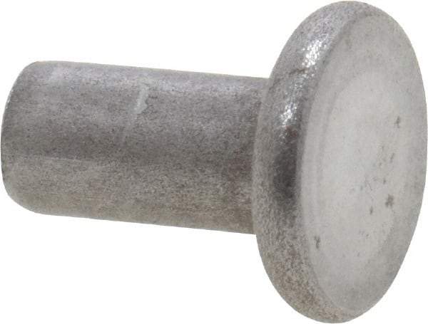 RivetKing - 1/8" Body Diam, Flat Uncoated Steel Solid Rivet - 1/4" Length Under Head - A1 Tooling