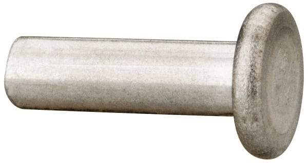 RivetKing - 3/16" Body Diam, Flat Uncoated Aluminum Solid Rivet - 5/8" Length Under Head, Grade 1100F - A1 Tooling